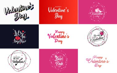 Happy Valentine's Day hand-drawn lettering vector illustration suitable for use in design of flyers. invitations. posters. brochures. and banners