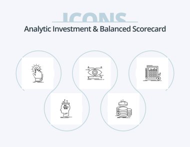 Analytic Investment And Balanced Scorecard Line Icon Pack 5 Icon Design. financial. savings. setting. income. finance
