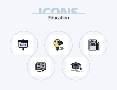 Education Line Filled Icon Pack 5 Icon Design. pencil. text. education. file. education