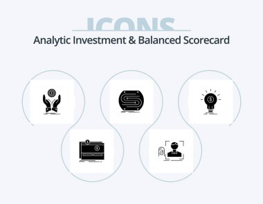 Analytic Investment And Balanced Scorecard Glyph Icon Pack 5 Icon Design. convergence. business. scan. income. stack