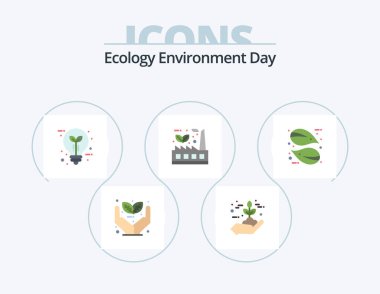 Ecology Flat Icon Pack 5 Icon Design. factory. doodle. grow. leaf. leaf