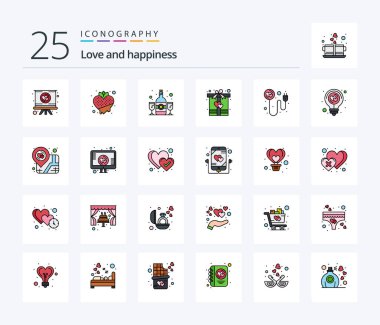 Love 25 Line Filled icon pack including heart. present. heart. gift. drink