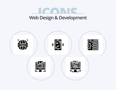 Web Design And Development Glyph Icon Pack 5 Icon Design. layout. mobile . web design. designing