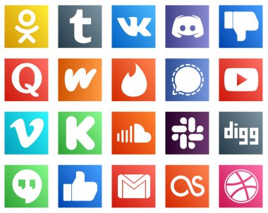 20 Modern Social Media Icons such as youtube. mesenger. facebook. signal and literature icons. Eye catching and editable