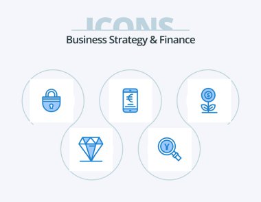 Business Strategy And Finance Blue Icon Pack 5 Icon Design. online. payment. find. mobile. security