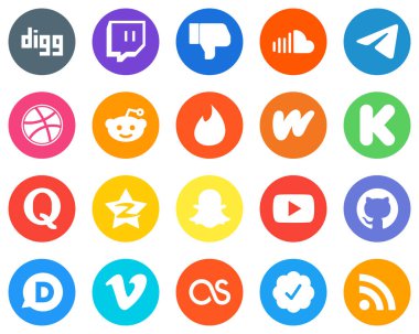 Flat Circle White Icon Pack quora. kickstarter. messenger. literature and tinder 20 Fresh Icons