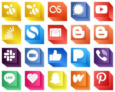 20 3D Icons of Major Social Media Platforms such as slack. blogger. question. mail and gmail icons. Creative and high-resolution