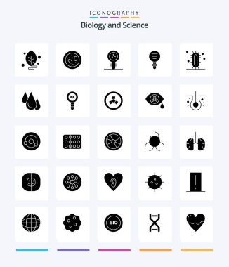 Creative Biology 25 Glyph Solid Black icon pack  Such As laboratory. chemistry. microbe. biology. laboratory