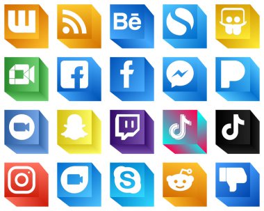 3D Social Media Icons for Prints 20 Icons Pack such as video. pandora. fb and messenger icons. Minimalist and customizable