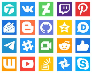 Complete Social Media Icon Pack 20 icons such as google meet; github; messenger and disqus icons. High quality and minimalist