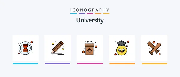 University Line Filled Icon Pack Including Bat Plane Owl Paperplane — Vettoriale Stock