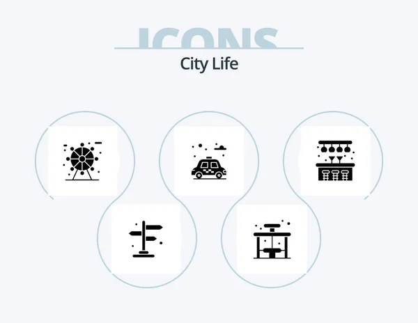 City Life Glyph Icon Pack Icon Design Pub Life Life — Stockvector