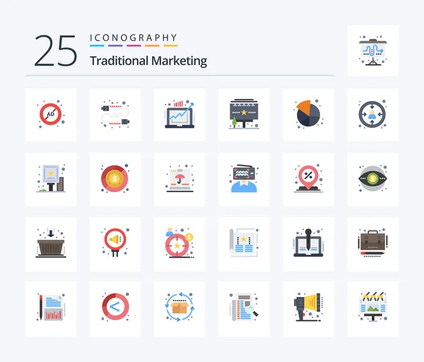 Traditional Marketing Flat Color Icon Pack Including Advertising Ads Gossip — Image vectorielle