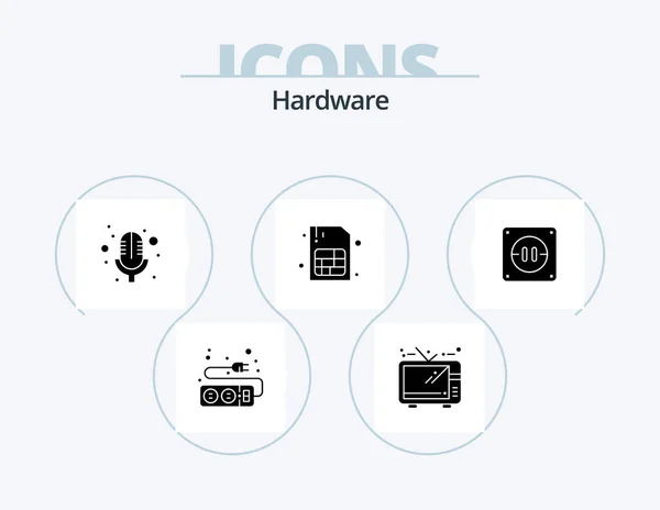 Hardware Glyph Icon Pack Icon Design Socket Microphone Electricity Sim — Vetor de Stock