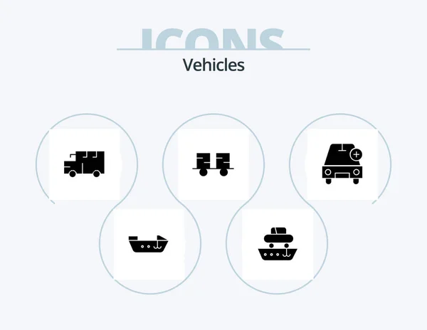 Vehicles Glyph Icon Pack Icon Design Add Forklift Truck Bus — Image vectorielle