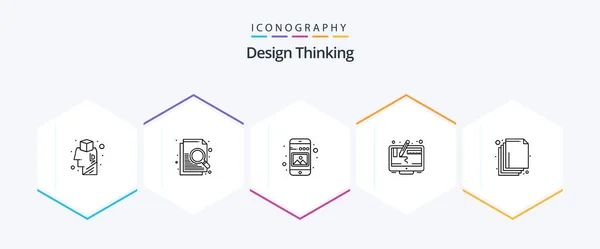 Design Thinking Line Icon Pack Including Layer Screen Image Graphic — Vetor de Stock