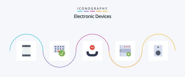 Devices Flat Icon Pack Including Speaker Electronics Call Devices Database — Vettoriale Stock