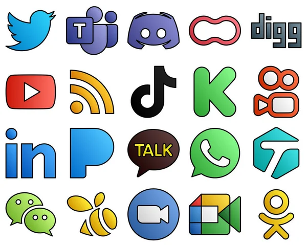 Filled Line Style Social Media Icon Kit Douyin Feed Peanut — стоковый вектор