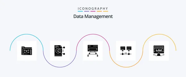 Data Management Glyph Icon Pack Including Data Share Connection — Stockvector