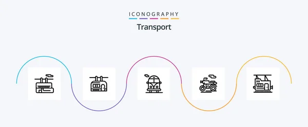 Transport Line Icon Pack Including Scooter Transport — Stok Vektör