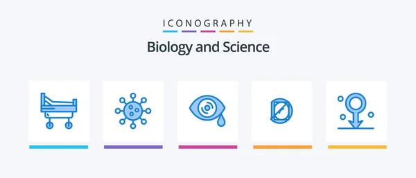 Pack Icône Biologie Bleu Incluant Les Soins Santé Biologie Gouttes — Image vectorielle