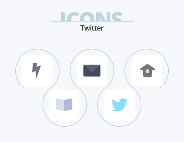 Twitter Flat Icon Pack Pictogram Ontwerp Tjilpen Vogelhuisje Tjilpen Praten — Stockvector