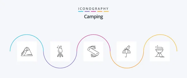 Camping Line Icon Pack Including Camping Pocket Camping Swiss Army — Stock Vector