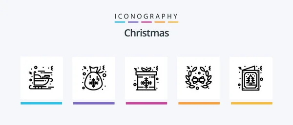 Christmas Line Icon Pack Including Building Gift Card Box Winter — ストックベクタ