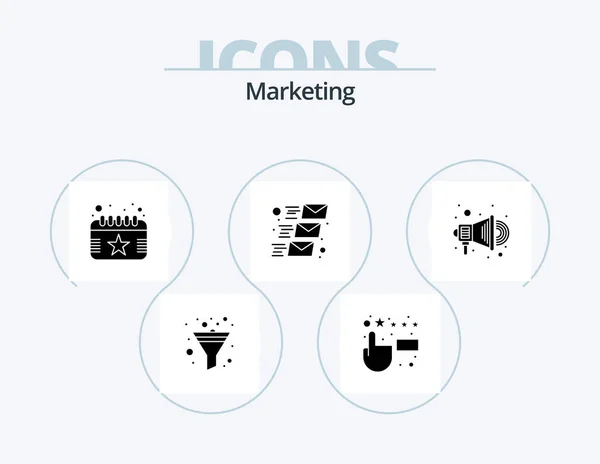 Marketing Glyph Icon Pack Icon Design Promoción Evento Publicidad Correo — Archivo Imágenes Vectoriales