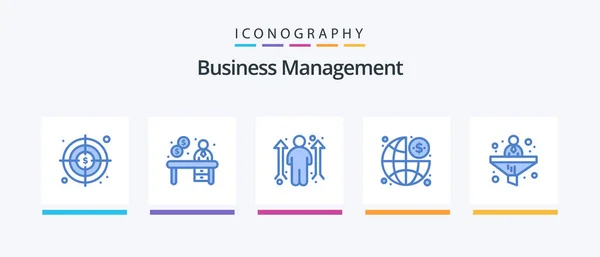 Business Management Blue Icon Pack Including Filter Business Career Dollar — 图库矢量图片