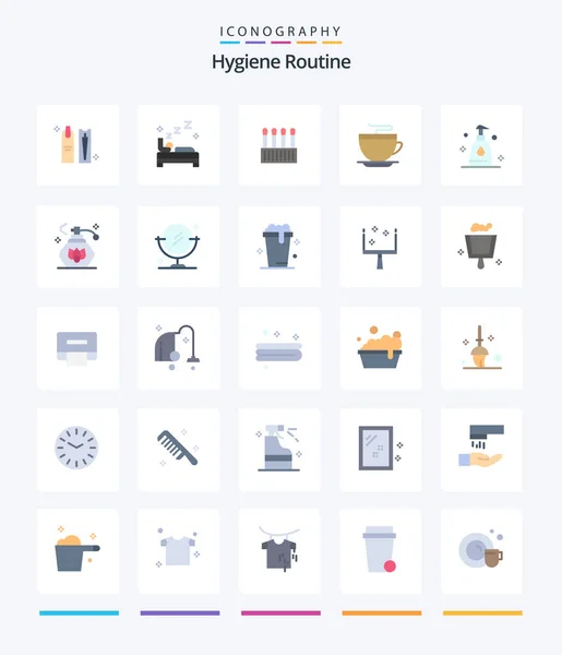 Creative Hygiene Routine Flat Icon Pack Cleaning Cup Cleaning Coffee — ストックベクタ