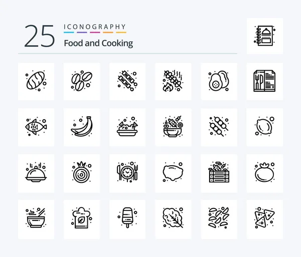 Food Line Icon Pack Including Food Pear Kebab Fruit Party — Stockvektor