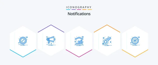 Notifications Blue Icon Pack Including Notification Alert Notice Whistle Notification — Vetor de Stock