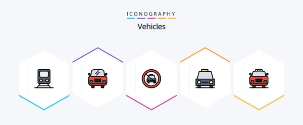 Vehicles Filledline Icon Pack Including Car Transport Disabled Traffic Car — Stock vektor
