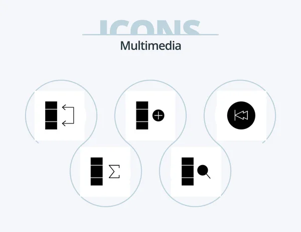 Multimedia Glyph Icon Pack Icon Design Multimedia Table Backward Arrow — Stok Vektör
