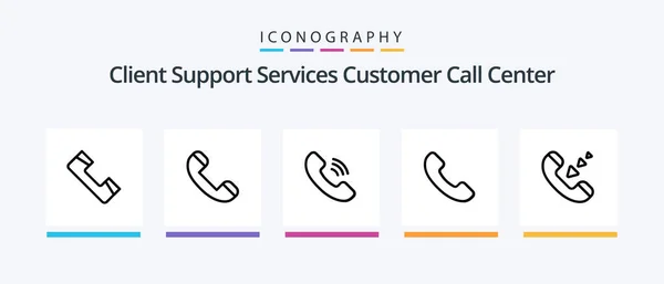 Call Line Icon Pack Including Contact Mobile Call Telephone Call — Vector de stock