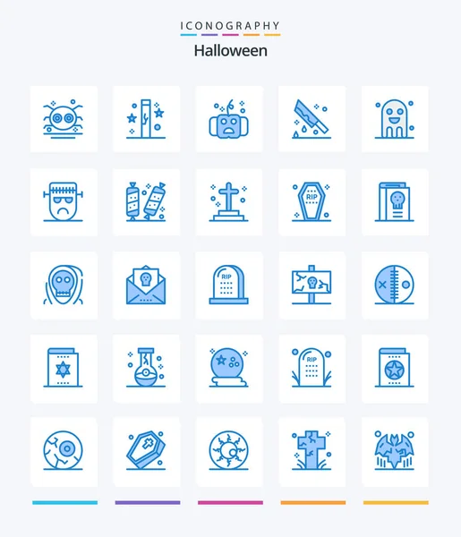 Creative Halloween Blue Icon Pack Horor Krev Prázdniny Hrůza Halloween — Stockový vektor