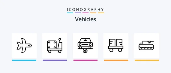 Vehicles Line Icon Pack Including Canoe Scooter Creative Icons Design — Image vectorielle