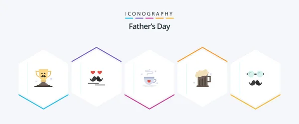 Fathers Day Flat Icon Pack Including Father Fathers Day Coffee — ストックベクタ
