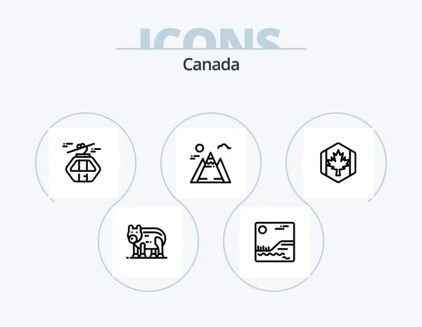 Canada Line Icon Pack Icon Design Canada Flag Forest Sign — Stockový vektor