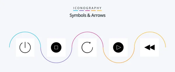 Symboly Šipky Glyph Icon Pack Včetně Kruh — Stockový vektor