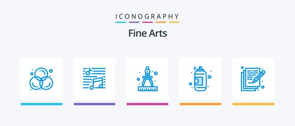 Fine Arts Blue Icon Pack Including Poetry Arts Song Art — 图库矢量图片