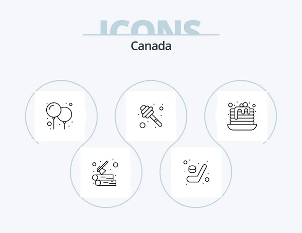 Canada Line Icon Pack Icon Design Flag Winter Flake Skiing — Stockvector