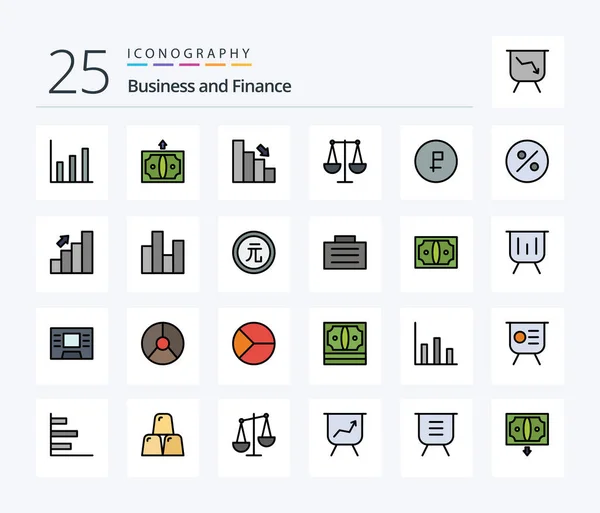 Finance Line Filled Icon Pack Including Coin Libra Business Finance — Stockvector