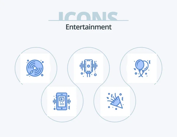 Entretenimento Blue Icon Pack Icon Design Microfone Microfone Decoração Jogar — Vetor de Stock