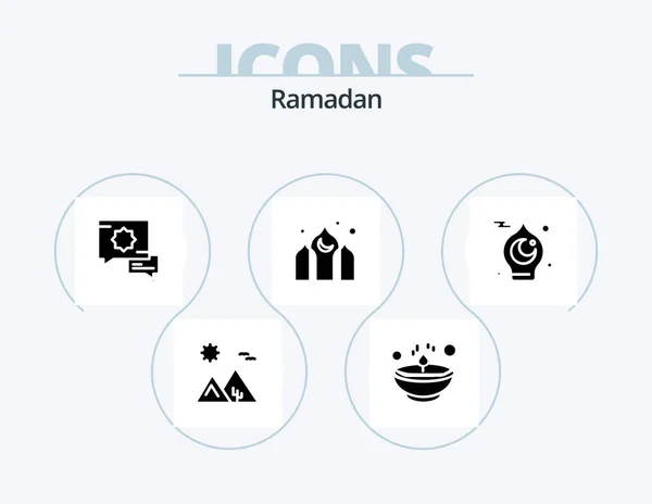 Ramadan Glyph Icon Pack Icon Design Architecture Speech Diwali Prayer — Stockvektor