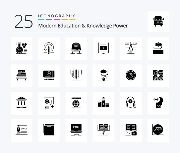 Modern Education Knowledge Power Solid Glyph Icon Pack Including Geometry — Stock Vector