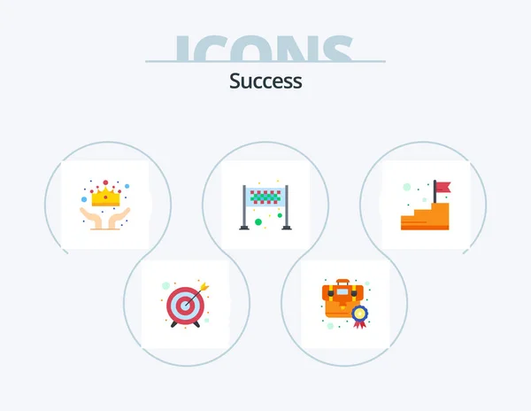 Sucess Flat Icon Pack Icon Design Climb Victory Winner Finish — Stock vektor