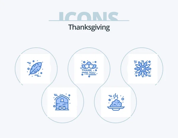День Благодарения Blue Icon Pack Icon Design Подсолнух День Благодарения — стоковый вектор