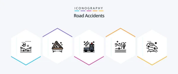 Road Accidents Filledline Icon Pack Including Falling Accident Truck Crash — Stock Vector
